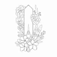 Free vector hand drawn sword with flowers illustration