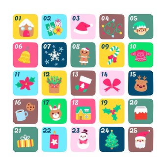 かわいいクリスマスアドベントカレンダー 無料のベクター かわいいクリスマスアドベントカレンダー 無料のベクター