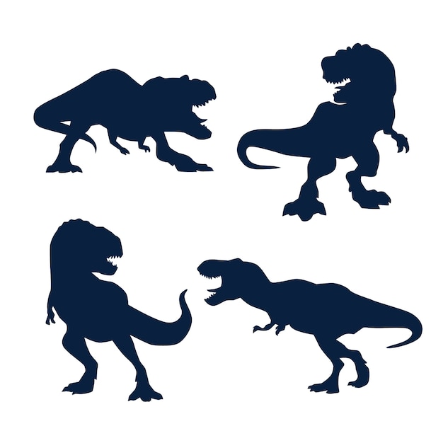 Free Vector hand drawn t-rex silhouette set