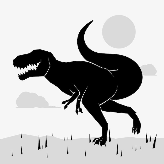 Vettore gratuito silhouette di t-rex disegnata a mano