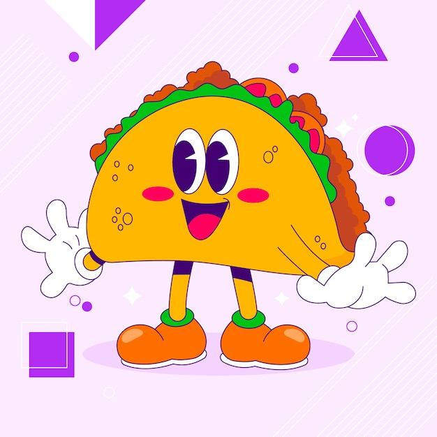 Free vector hand drawn taco cartoon illustration