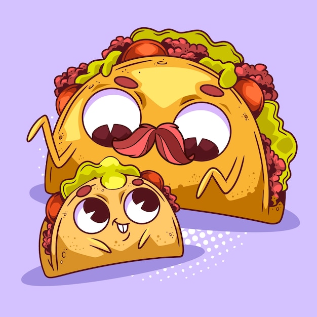 Free Vector hand drawn taco cartoon illustration