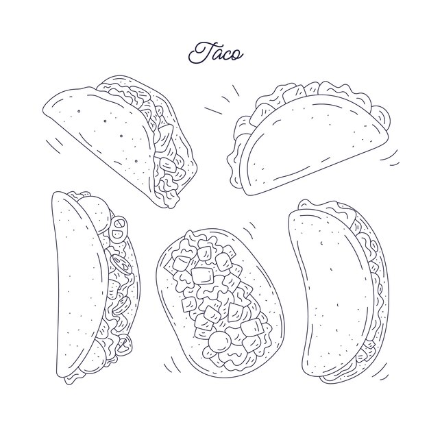 Free Vector hand drawn taco  outline illustration