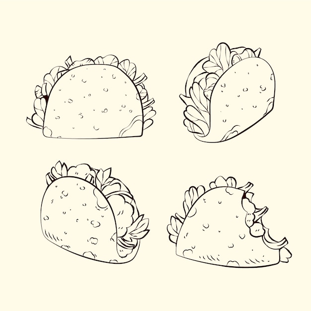 Free Vector hand drawn taco  outline illustration
