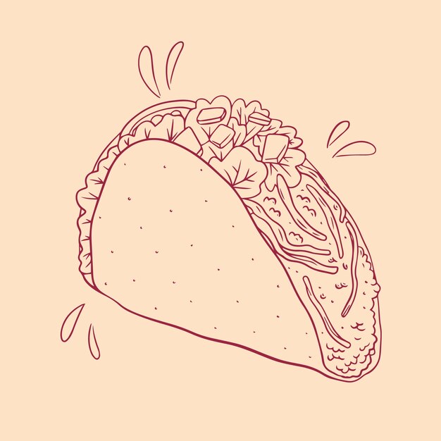 Free Vector hand drawn taco outline illustration