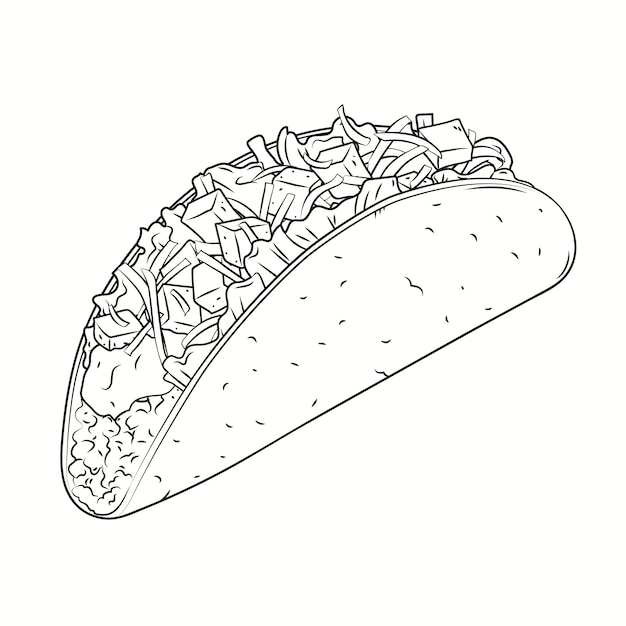 Vettore gratuito illustrazione del contorno del taco disegnata a mano