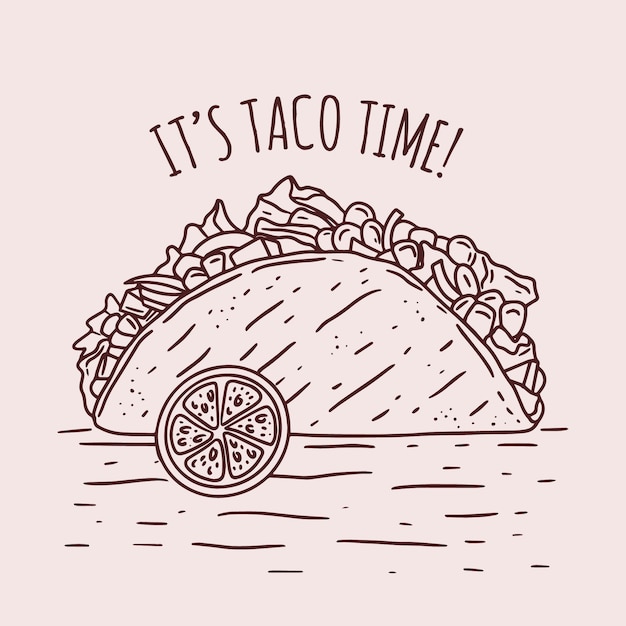 Hand drawn taco outline illustration