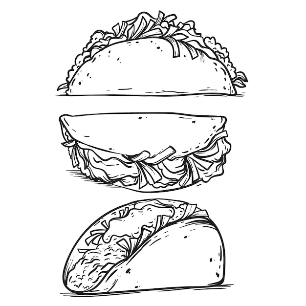 Free Vector hand drawn taco outline illustration