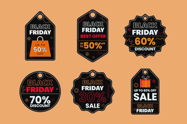 Illustrazione del banner tag disegnato a mano per le vendite del black friday