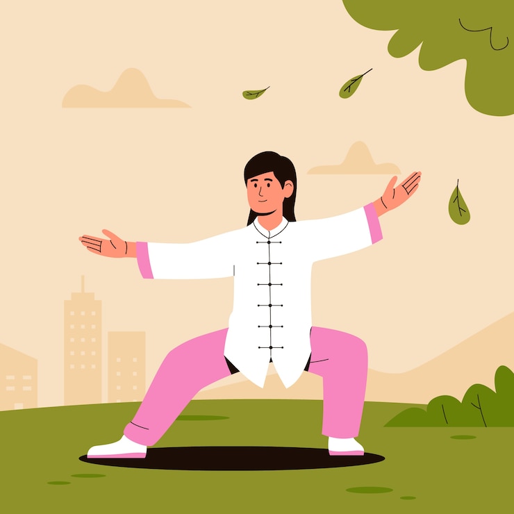Free Vector hand drawn tai chi illustration