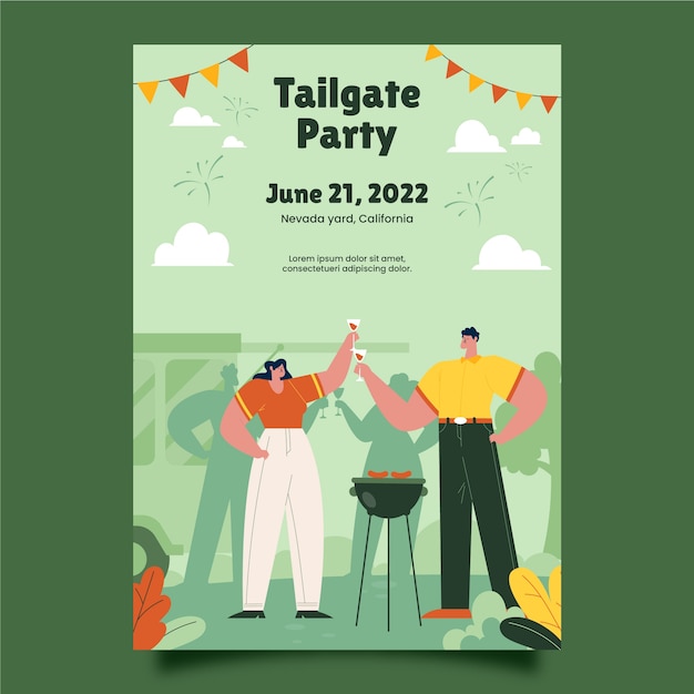 Free vector hand drawn tailgate party flyer template