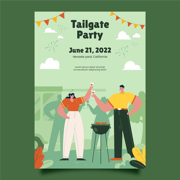 Hand drawn tailgate party flyer template