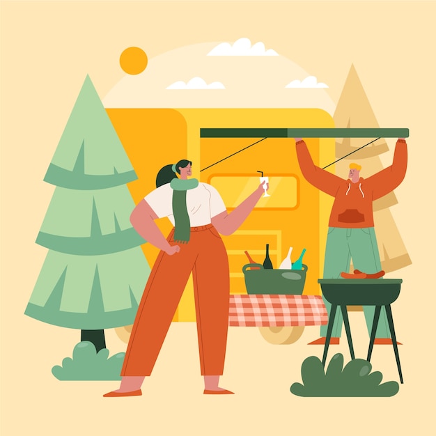 Free vector hand drawn tailgate party illustration