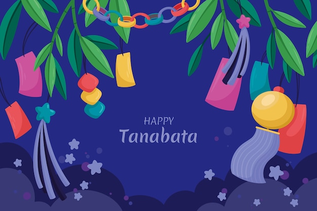 Il festival di tanabata disegnato a mano lascia lo sfondo