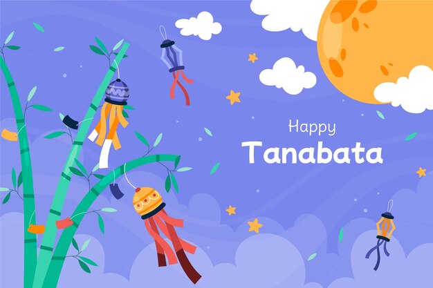 Hand drawn tanabata festival outdoors background