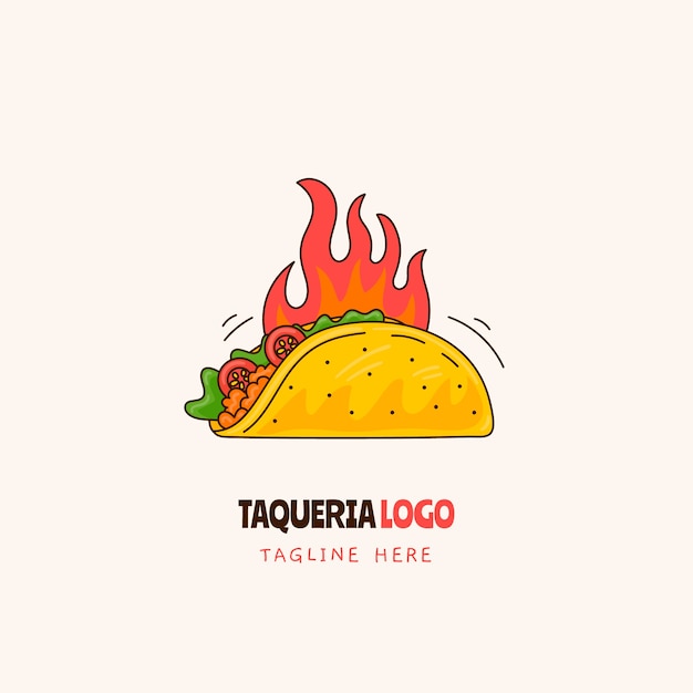 손으로 그린 taqueria 로고 디자인