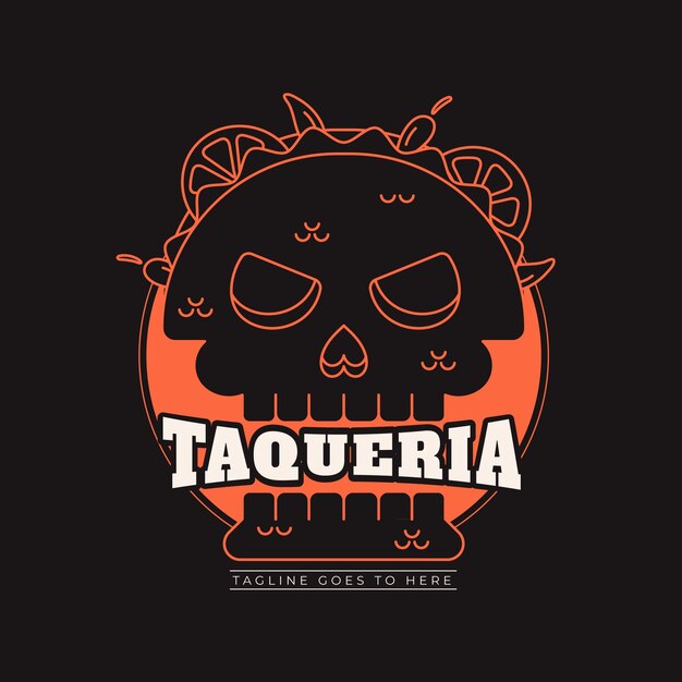 Hand drawn taqueria logo template