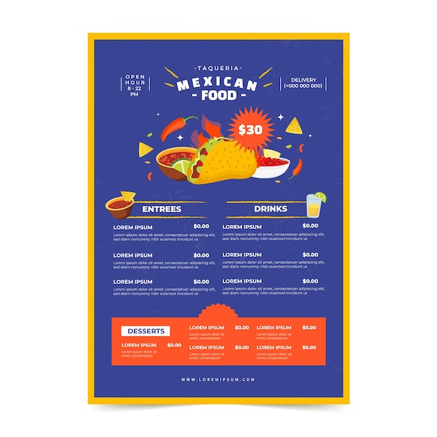 Free vector hand drawn taqueria templates design