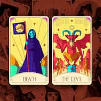 Free vector hand drawn tarot cards illustration