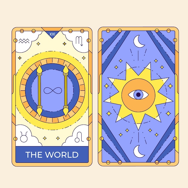 Free vector hand drawn tarot cards illustration