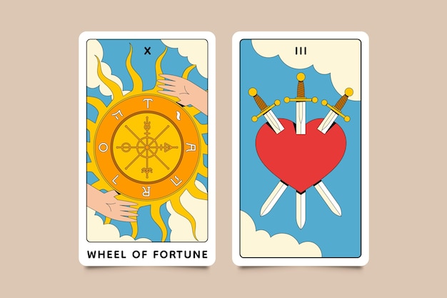 Hand drawn tarot cards illustration