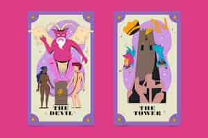 Free vector hand drawn tarot cards illustration