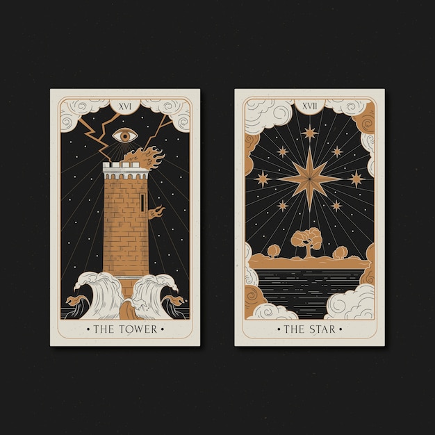 Free vector hand drawn tarot cards illustration