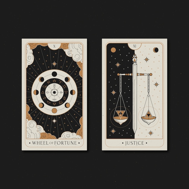 Hand drawn tarot cards illustration