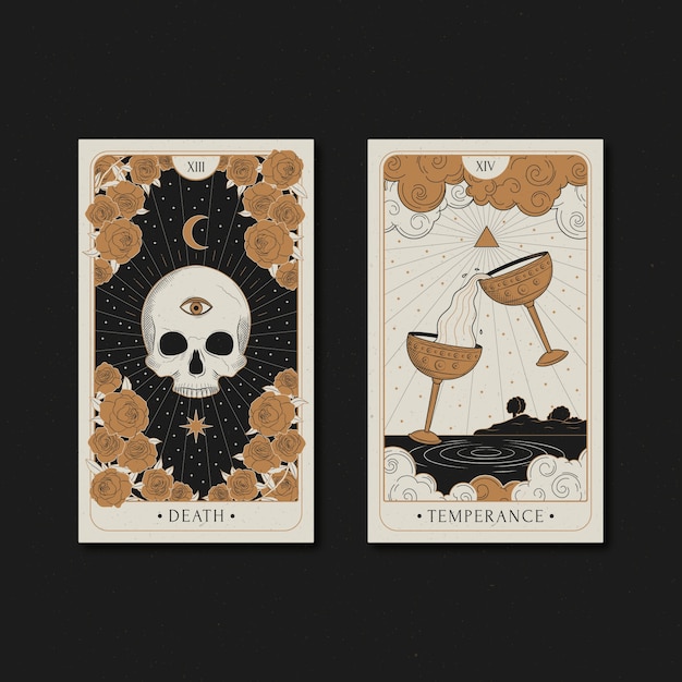 Free vector hand drawn tarot cards illustration