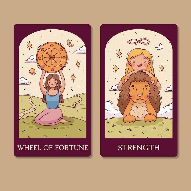 Hand drawn tarot cards illustration