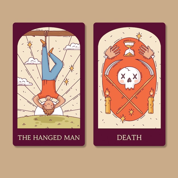 Hand drawn tarot cards illustration