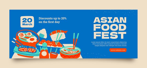 hand drawn tasty asian food facebook cover