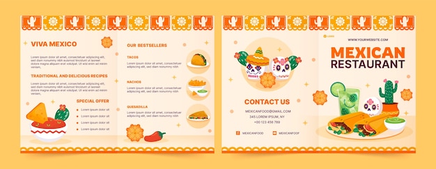 Free vector hand drawn tasty food restaurant brochure