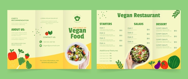 Hand drawn tasty food restaurant brochure