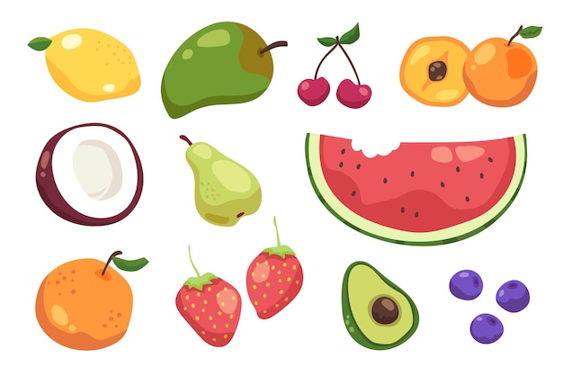 Free vector hand drawn tasty fruit pack