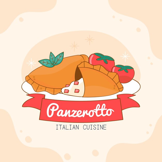 Hand drawn tasty panzerotto italian cuisine