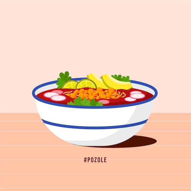 무료 벡터 손으로 그린 맛있는 pozole 그림