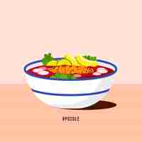 무료 벡터 손으로 그린 맛있는 pozole 그림