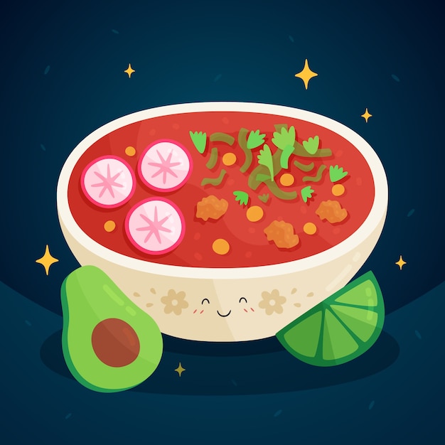 Illustrazione di pozole gustosa disegnata a mano