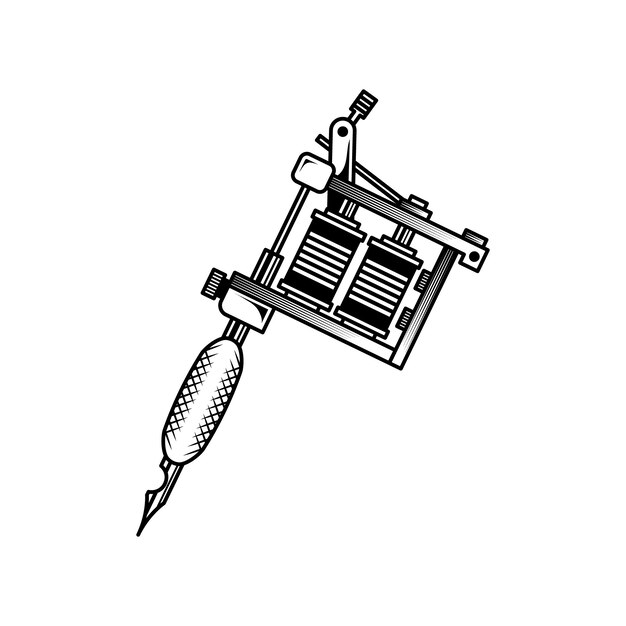 Hand drawn tattoo gun drawing illustration