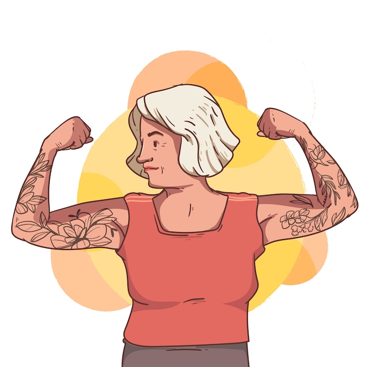 Free Vector hand drawn tattooed old people illustration