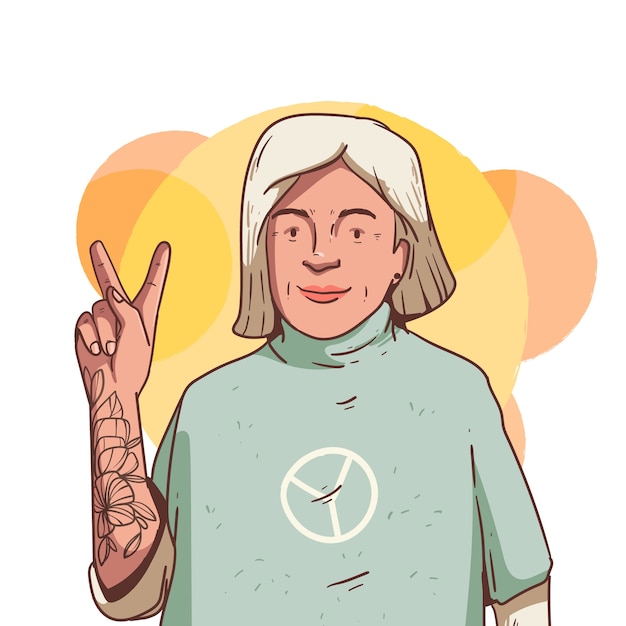 Free vector hand drawn tattooed old people illustration