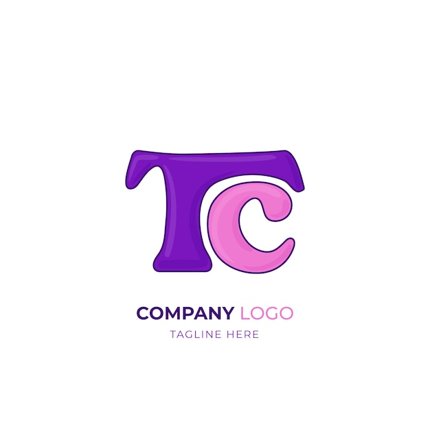 Ручной обращается шаблон дизайна логотипа tc