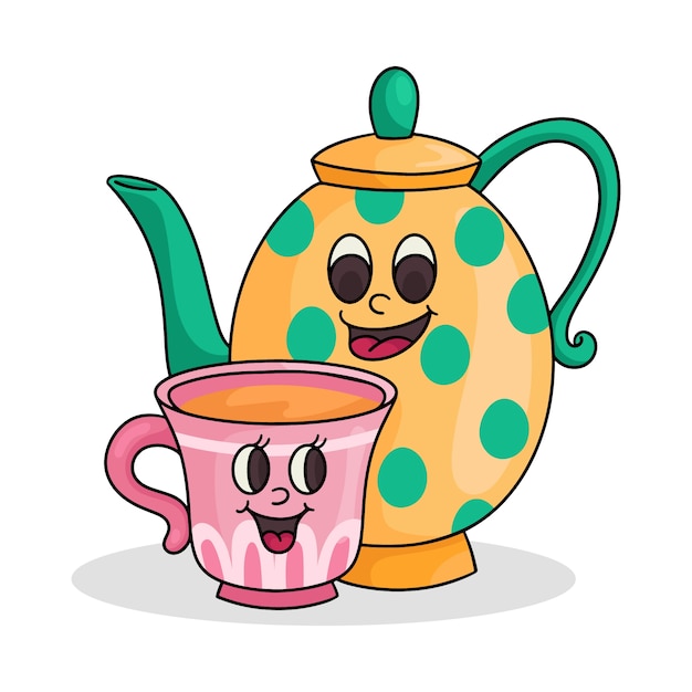 Hand drawn tea  cartoon illustration