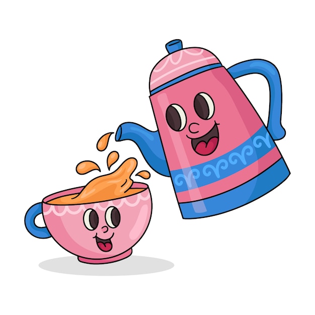 Hand drawn tea  cartoon illustration