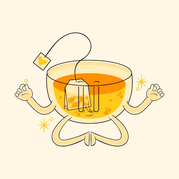 hand drawn tea  cartoon illustration