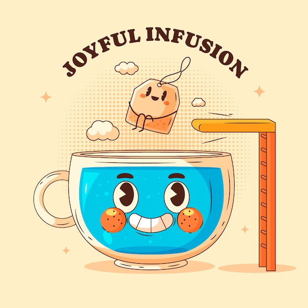 Free vector hand drawn tea cartoon illustration