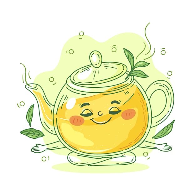 Hand drawn tea cartoon illustration