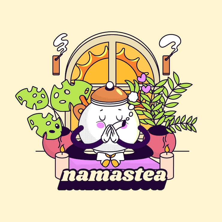 無料Vector 手描きのお茶漫画イラスト