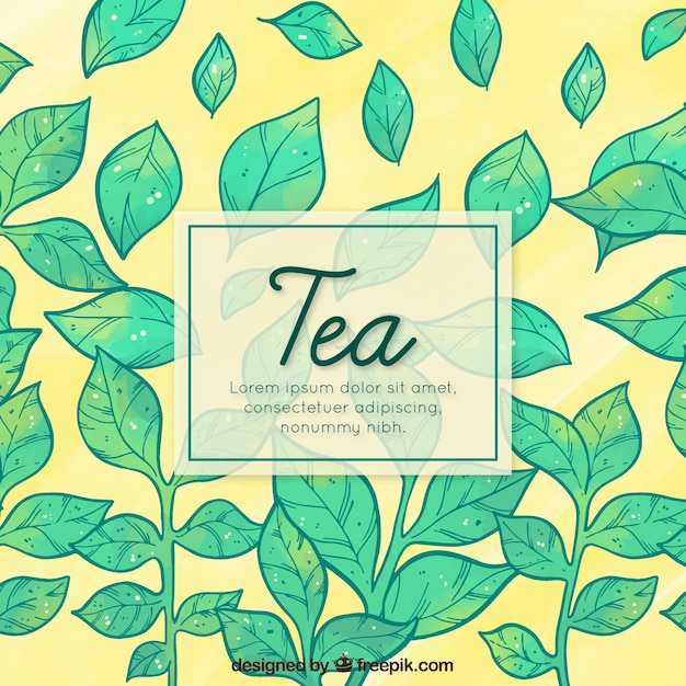 Free vector hand drawn tea leaves background